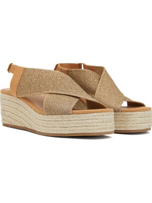 George Hogg Women's Brown Platform Heel Straw Espadrilles