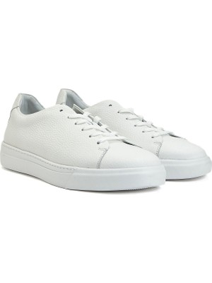 George Hogg White Round Toe Men's Leather Sneakers