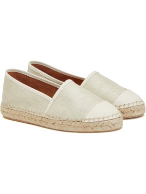 George Hogg Beige Patterned Women's Linen Espadrilles