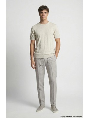 Network Mink Micro Patterned Linen Blend Jogger Trousers