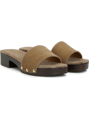 Divarese Dıvarese Beige Pony Print Women's Slides