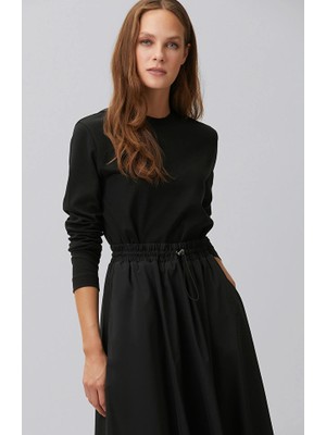 Network Black Crew Neck Basic Sweatshirt