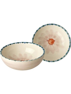Rice Handmade Ceramic Bowl - Pink Flower