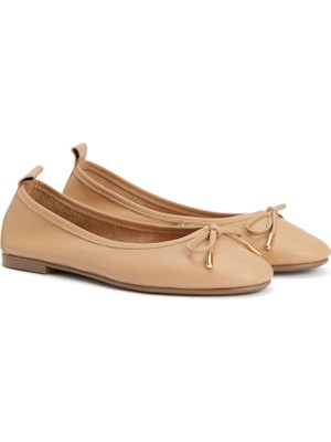 Divarese Dıvarese Nude Buckle-Detail Leather Ballet Flats