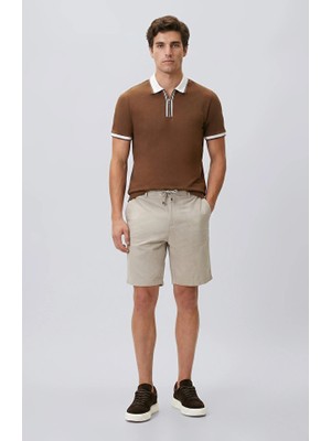 Network Slim Fit Mink Linen Blend Woven Shorts