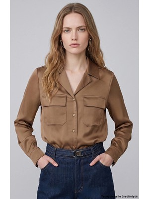 Network Camel Double Pocket Satin Shirt
