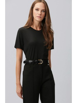 Network Black Crew Neck Basic T-Shirt