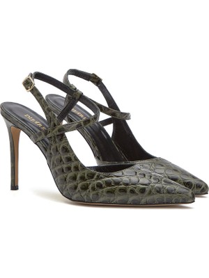 Divarese Dıvarese Khaki Croc Detail Stilettos