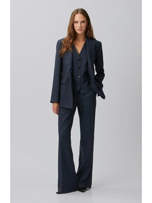 Network Navy Metallic Striped Trousers