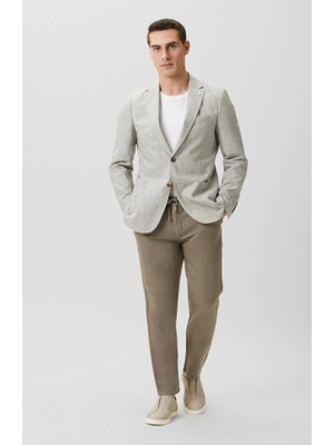 Network Mink Woven Cotton Linen Dobby Pattern Trousers