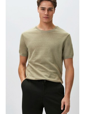 Network Slim Fit Light Khaki Linen Blend Sweater