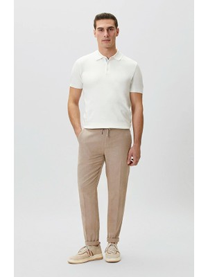 Network Jogger Brown Striped Cotton Linen Woven Trousers