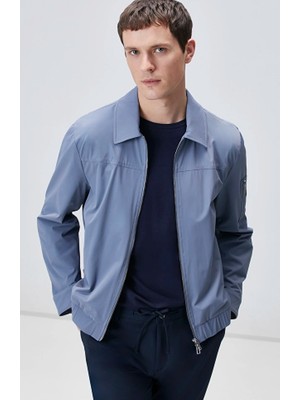 Network Blue Polo Collar Jacket