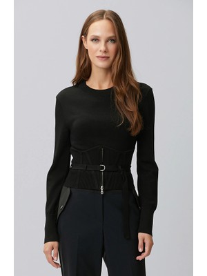 Network N-Tech Black Zipper Detail Knit Sweater