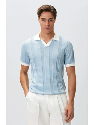Network Blue Honeycomb Knit Sweater
