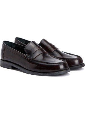 George Hogg Burgundy Women's Burnished Leather Loafers