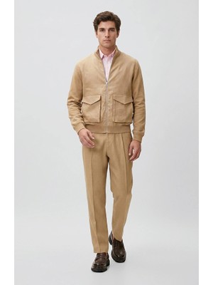 Network Light Beige Lyocell Trousers