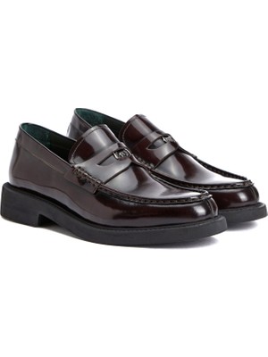 George Hogg Men's Brown Buckle-Detail Leather Loafers