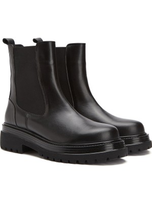 Divarese Dıvarese Black Elasticated Women's Leather Boots