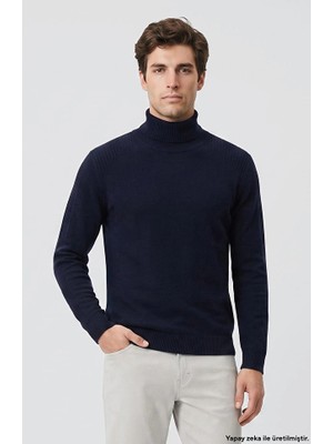 Network Navy Turtleneck Knit Sweater