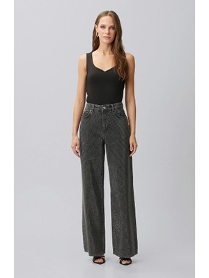 Network Anthracite Wide Leg Stonewashed Denim Jeans