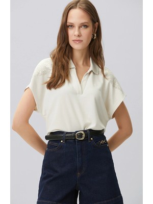 Network Stone Embroidery Detail T-Shirt