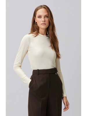 Network Light Beige Foil Print Ribbed T-Shirt