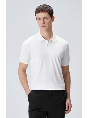 Network Ecru Polo Neck Short Sleeve Rayon Sweater