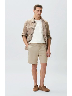 Network Beige Dobby Pattern Shorts