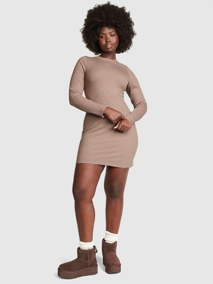Victoria's Secret Stretch Cotton Long-Sleeve Mock Neck Dress