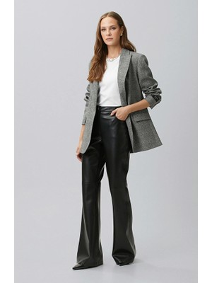 Network Black Flare Faux Leather Trousers