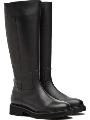 George Hogg Women's Black Printed Leather Tall Boots