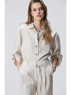 Network Beige Melange Linen Shirt
