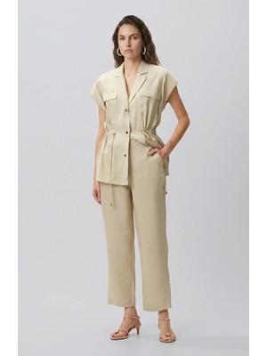 Network Light Khaki Cut-Out Detail Trousers