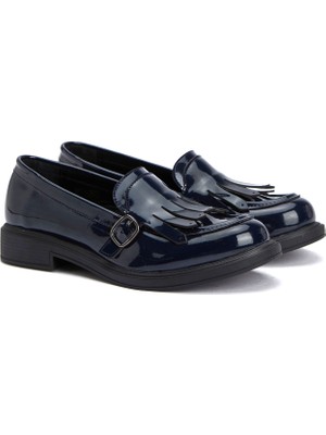 Divarese Dıvarese Women's Navy Tassel-Detail Buckled Loafers