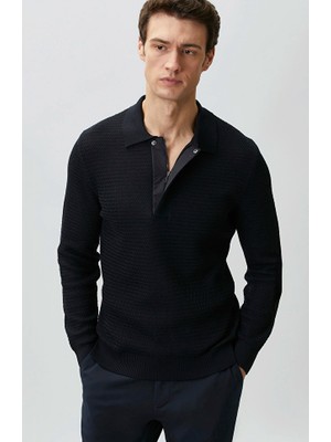 Network Navy Wool Blend Knit Sweater