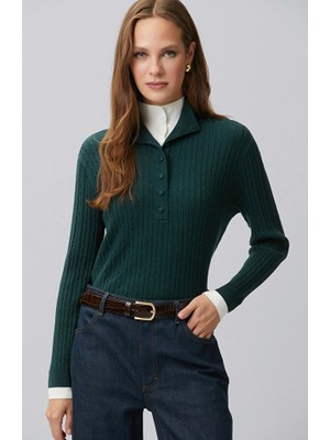 Network Green Cable Knit Piping Detail Sweater