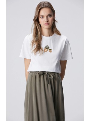Network White Applique Embellished T-Shirt