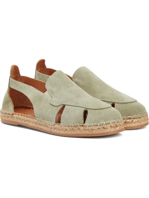 Divarese Dıvarese Green Elastic Detail Women's Suede Espadrilles