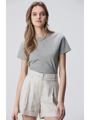 Network Light Khaki Basic T-Shirt