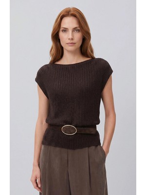 Network Brown Sleeveless Knit Sweater