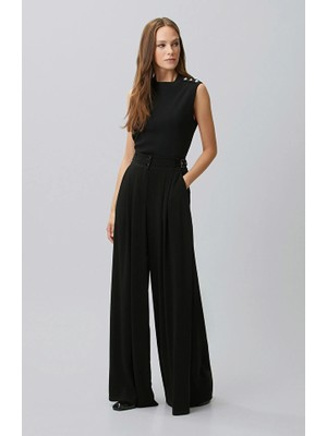 Network Wide-Leg Black Trousers