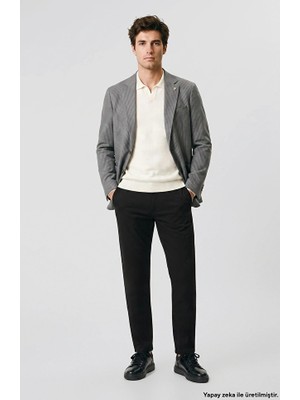 Network Black Dobby Pattern Casual Trousers