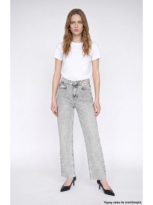 Network Light Grey Raw Hem Stonewashed Denim Jeans