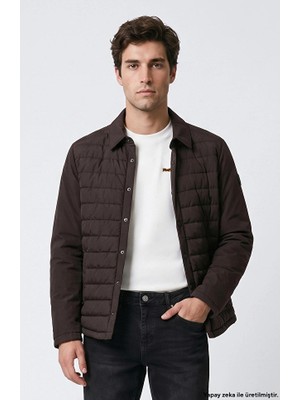 Network Brown Quilted Shirt Collar Jacket