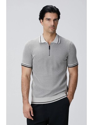 Network N-Tech Stone Polo Collar Honeycomb Pattern Knit Sweater