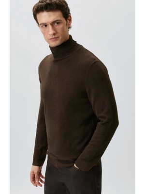 Network Brown Turtleneck Knit Sweater