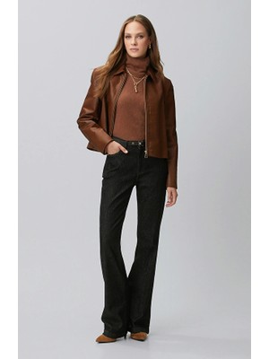 Network Anthracite Flare Fit Embroidery Detail Denim Jeans