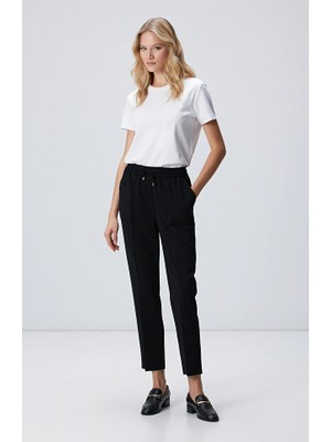 Network Black Elastic Waist Trousers