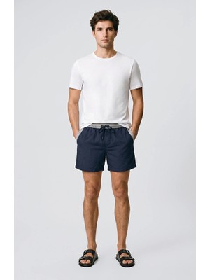 Network Navy Wool Drawstring Waist Swim Shorts